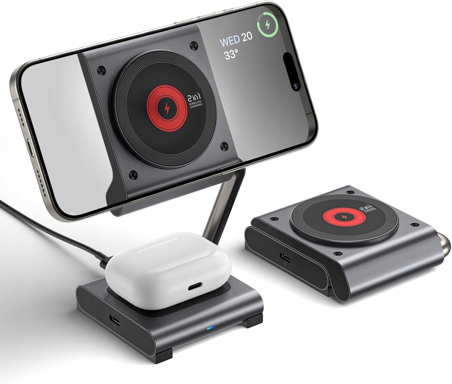 Jsaux Nabíječka 2v1 MagSafe pro iPhone Apple Watch AirPods Skládací