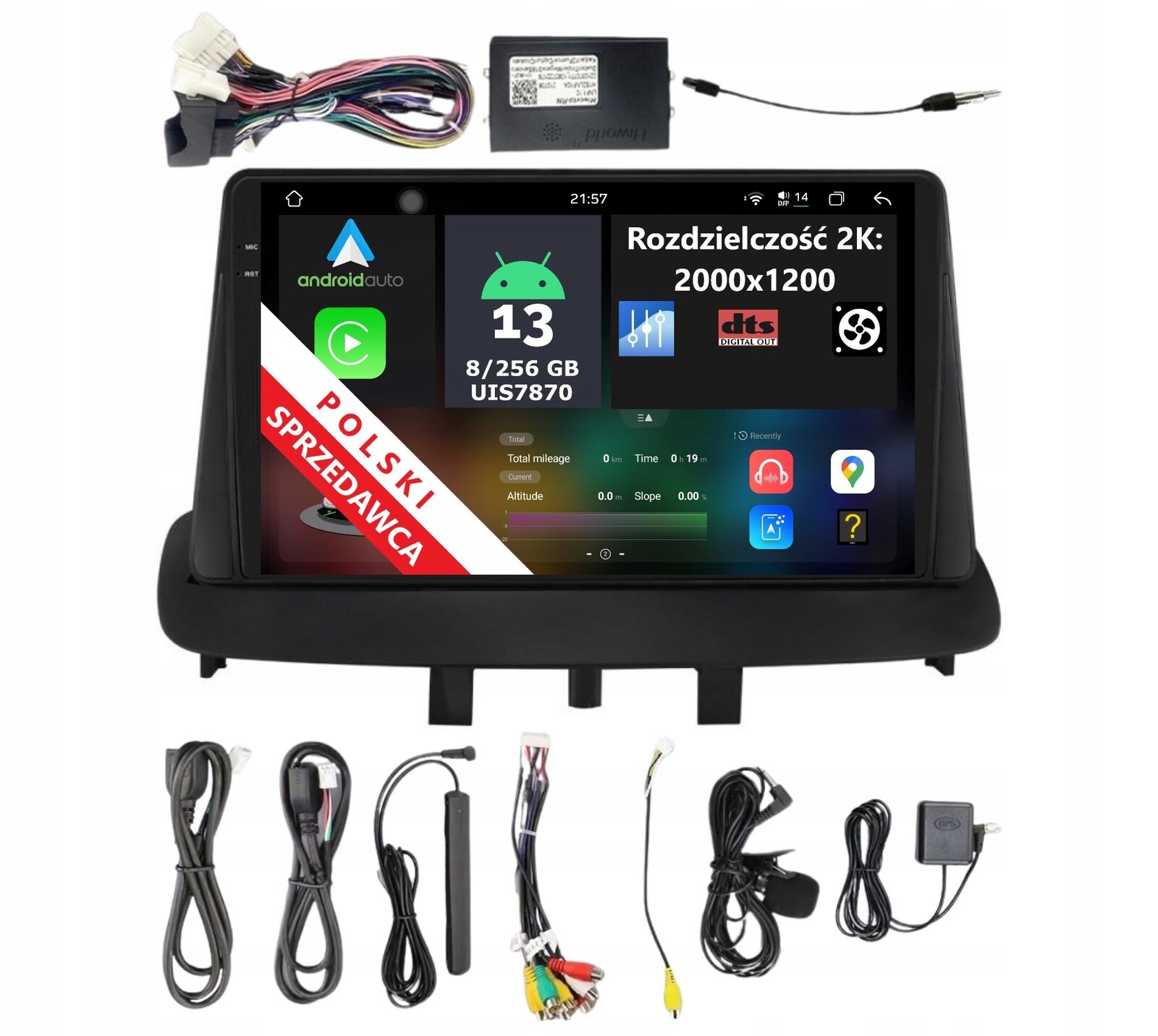 Rádio 2DIN Navigace Android Renaule Fluence 8/256 Gb Dts Dsp Carplay Lte