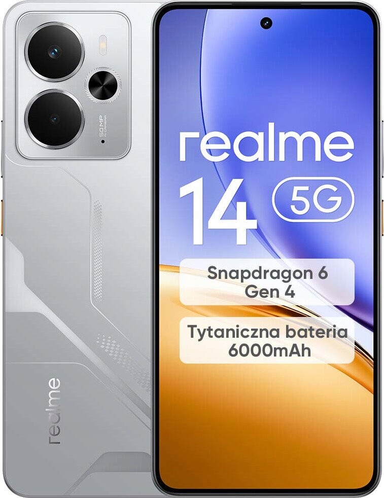 Smartphone realme 14 5G 12/256GB Dual Sim Nfc Oled Mecha Silver Stříbrný