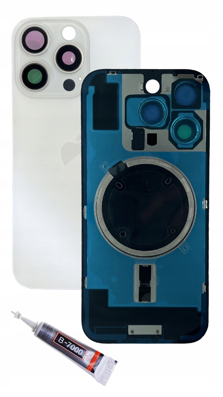 Vyzbrojená klapka baterie bílý titan iPhone 16 Pro magnety zadní panel