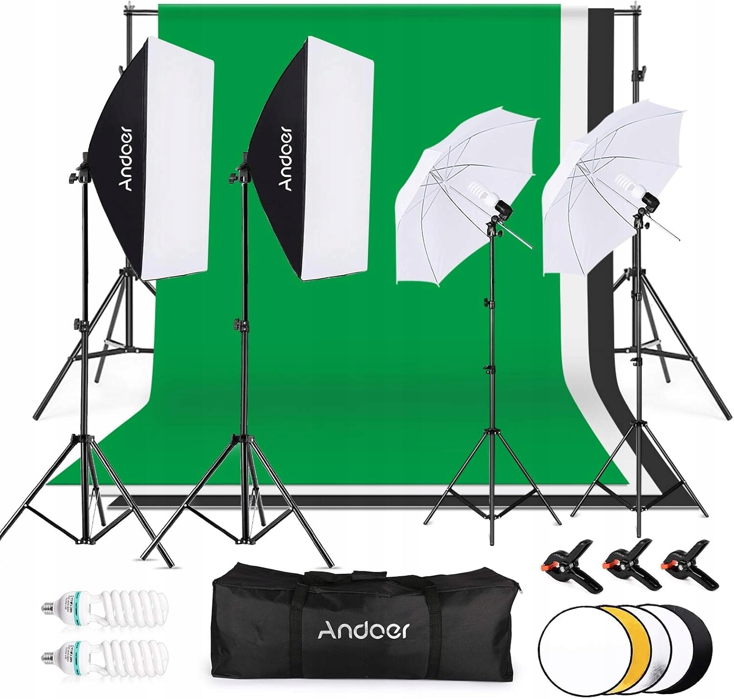 Studiový Set Fotografické Pozadí Stativy Softboxy Deštníky Andoer