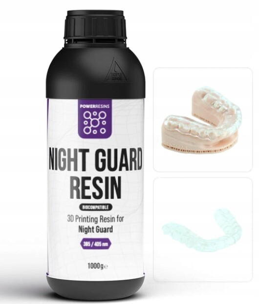 3D Uv pryskyřice PowerResins Night Guard 1 kg 1 l pro zubní nástavce