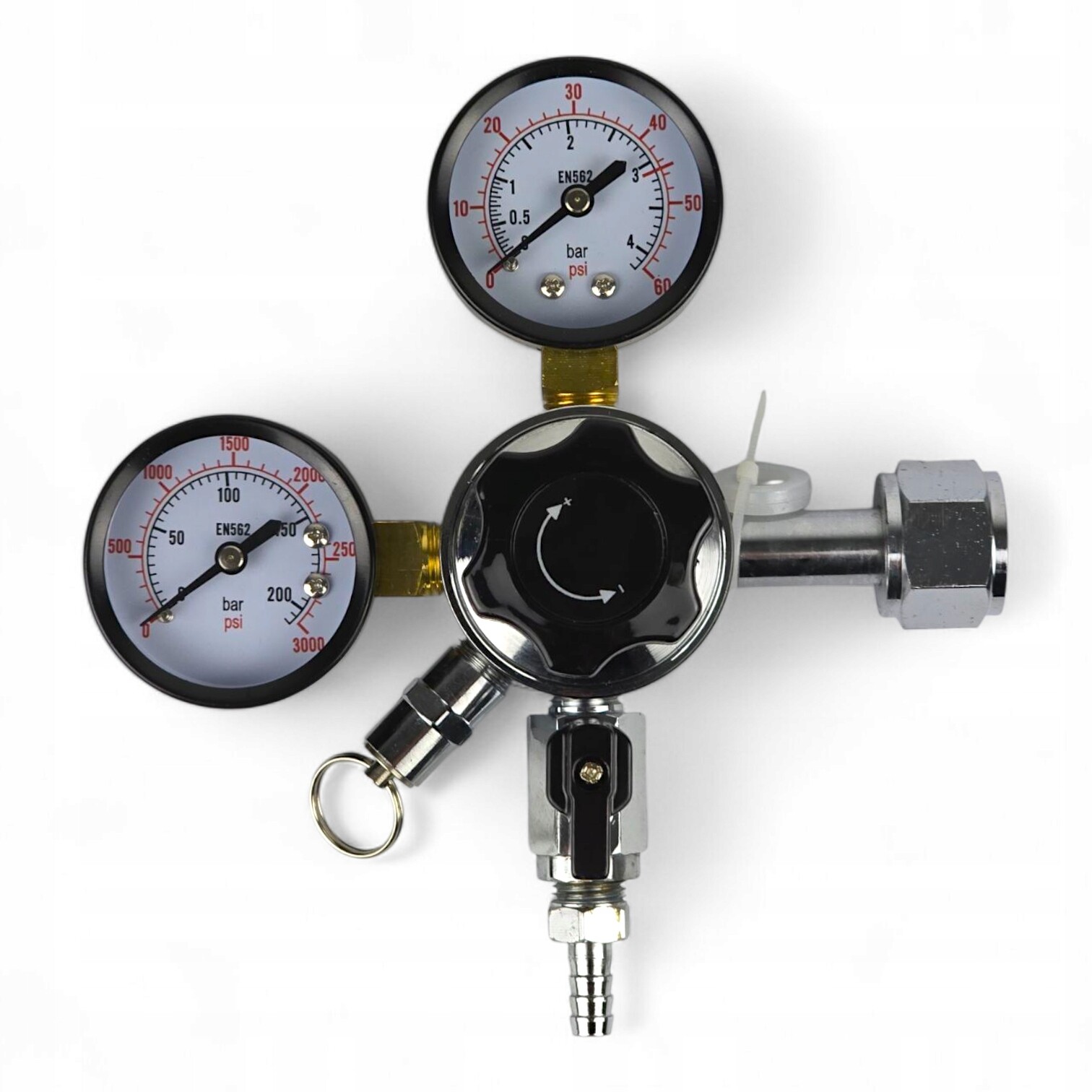 Reduktor na lahve CO2 Bezp. ventil 3,2 Bar pro pivo a víno Cider Výstup 8 mm