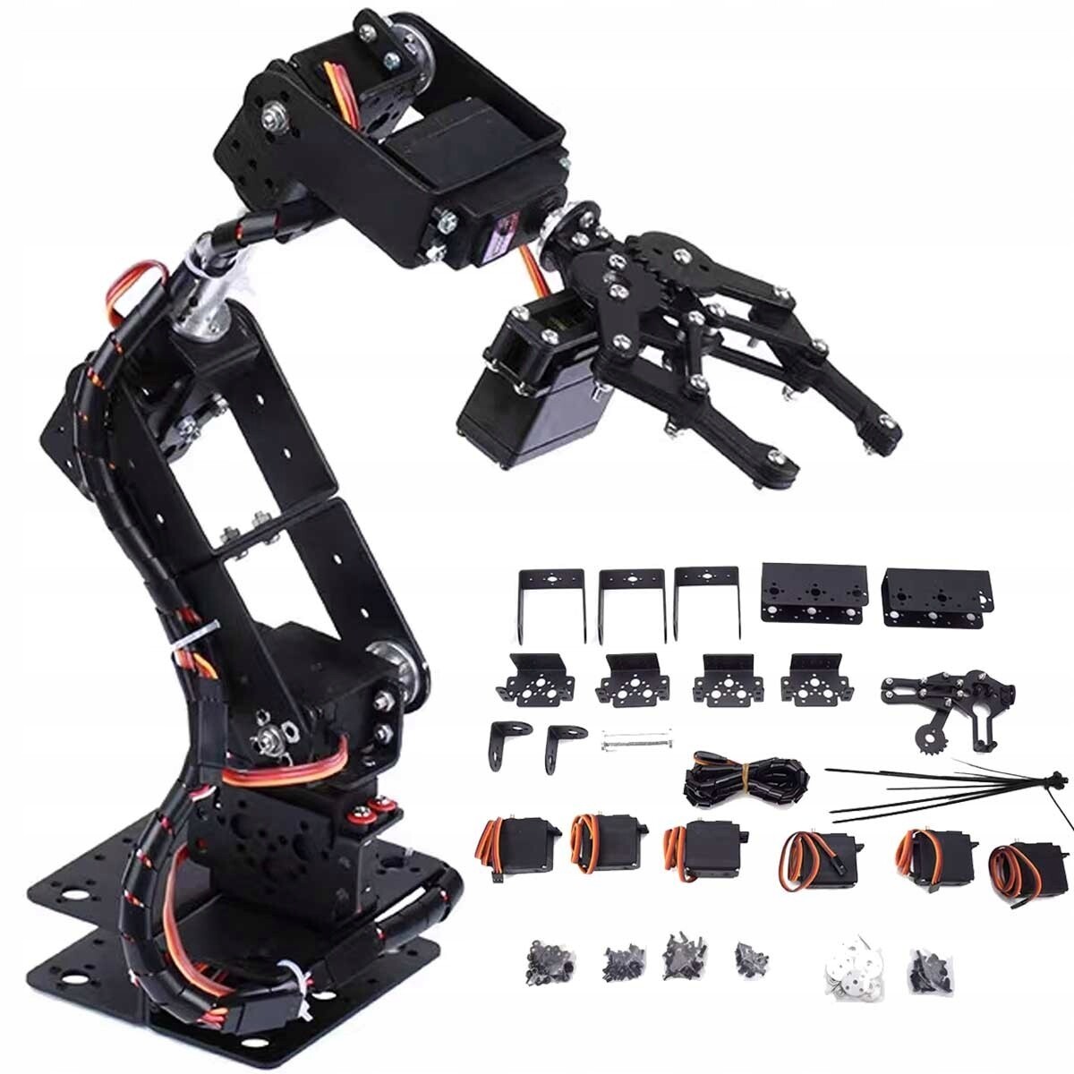 Robotické rameno Diy 6DoF velké kovové s servy součástí balení