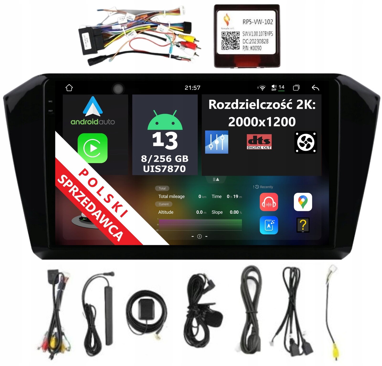 Rádio 2DIN Android Volkswagen Passat B8 8/256 Gb Dsp Dts 5.1 Carplay Lte