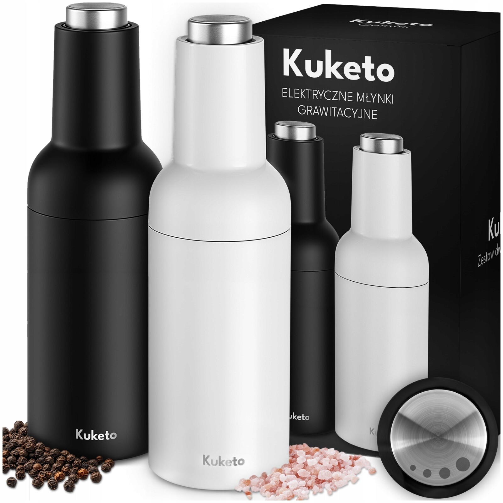 Elektrický Mlýnek Na Sůl A Pepř Keramický Gravitační Set 2ks