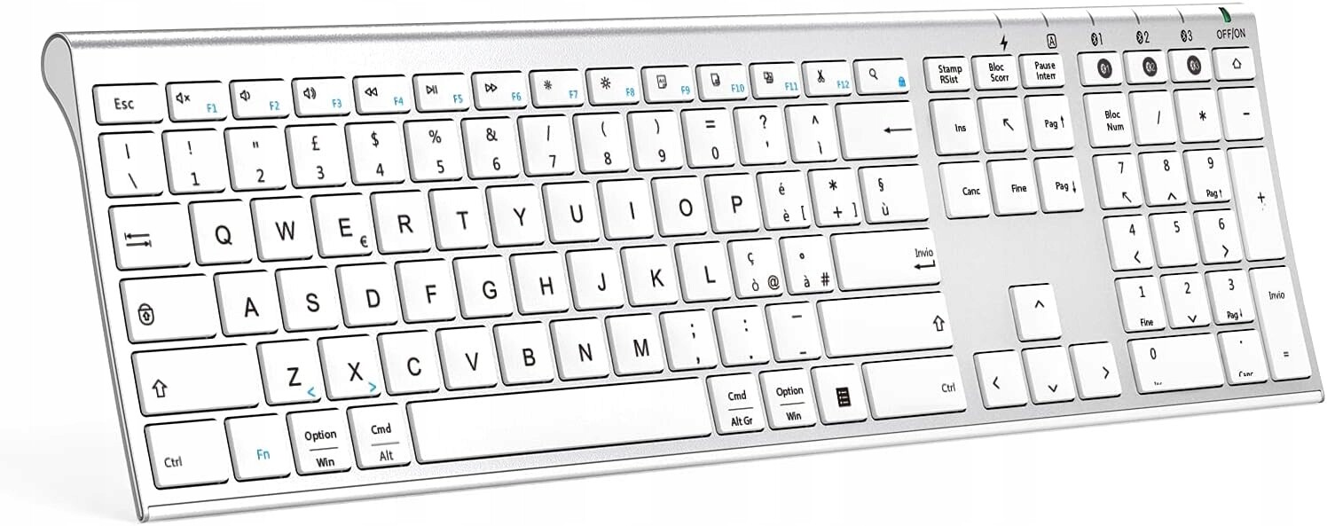 Bezdrátová Bluetooth Klávesnice Bílá Qwerty Italská Robustní