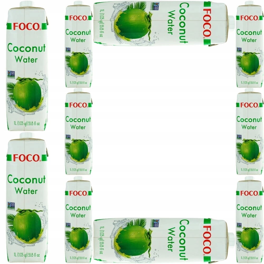 10x Zdravá Kokosová voda z kokosu 100% přírodní zavlažování 1000 ml 1litr Foco