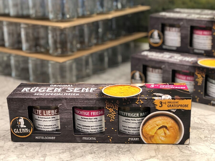 Glenn's Manufaktur Sada 3 řemeslných hořčic Rujána 540 g