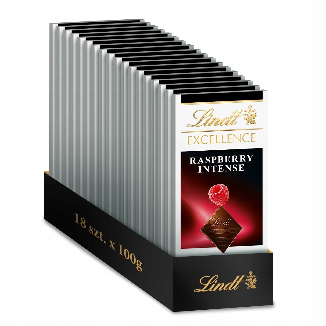 Lindt sada hořká čokoláda Excellence s malinou Raspberry Intense 18 x 100 g