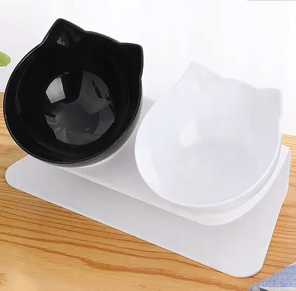 Miska Pro Kočky Psa Dvojitá S Podstavcem Na Stojanu Na Krmivo 2 x 300 ml