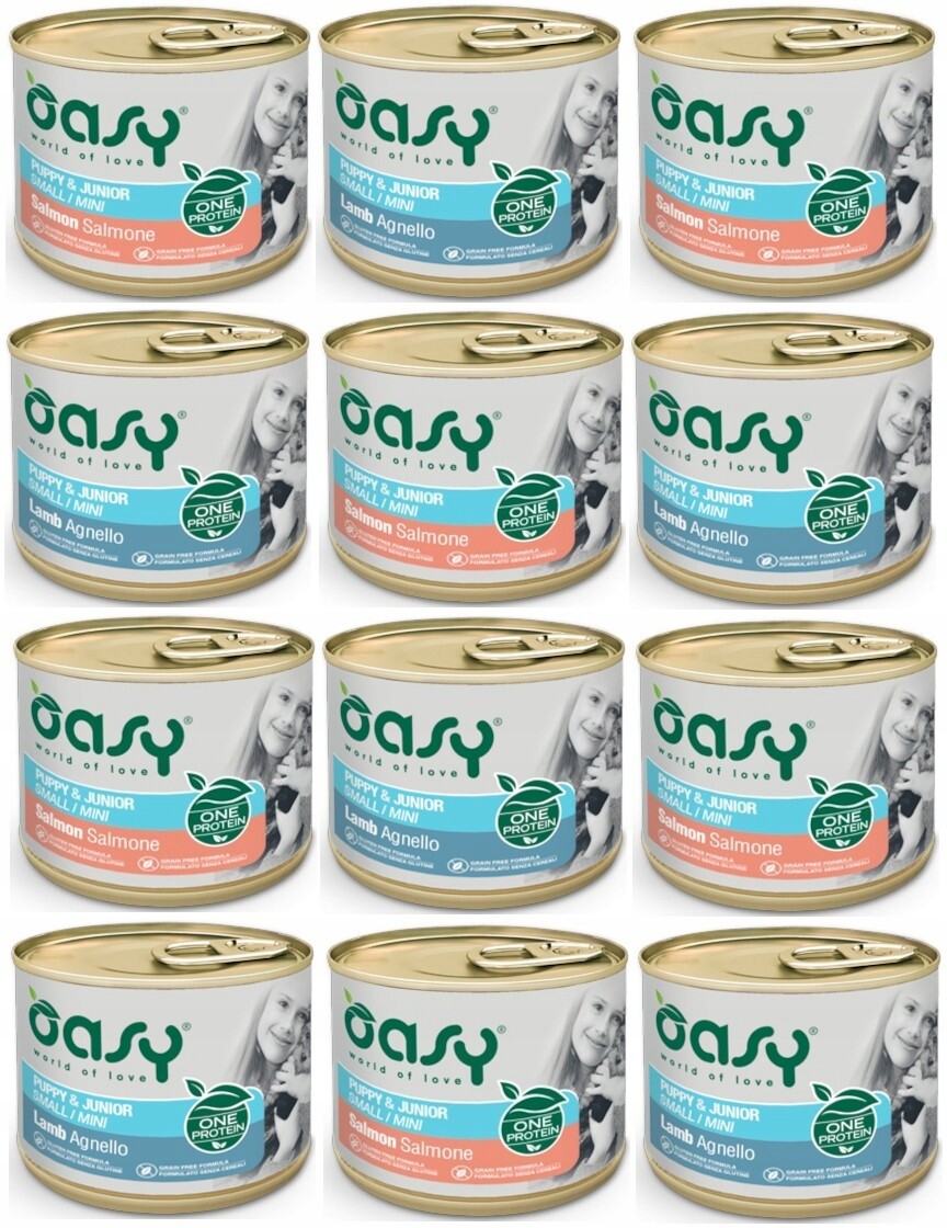 Krmivo mokré pro štěňata Oasy One Protein Jehněčí A Losos 12 x 200 g