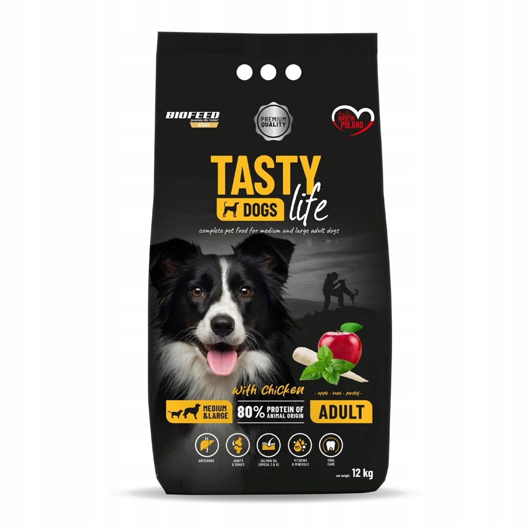 Biofeed Suché Tasty Dogs M/L kuřecí krmivo pro psy, Příchuť Premium 12 kg