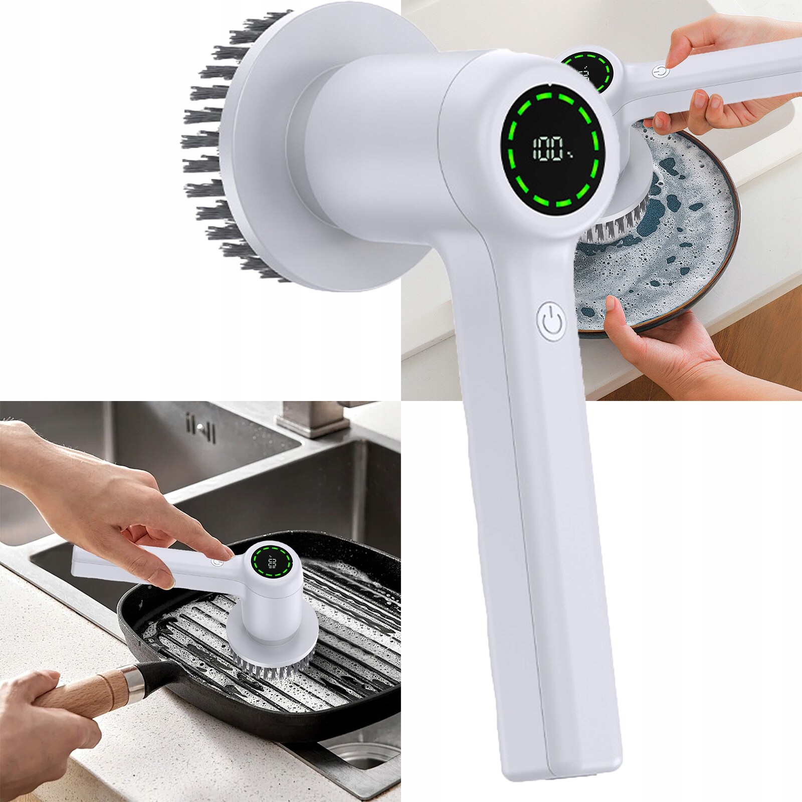 Elektrický čisticí kartáč IPX7 Voděodolný pro více povrchů Bezdrátový 4 kartáče