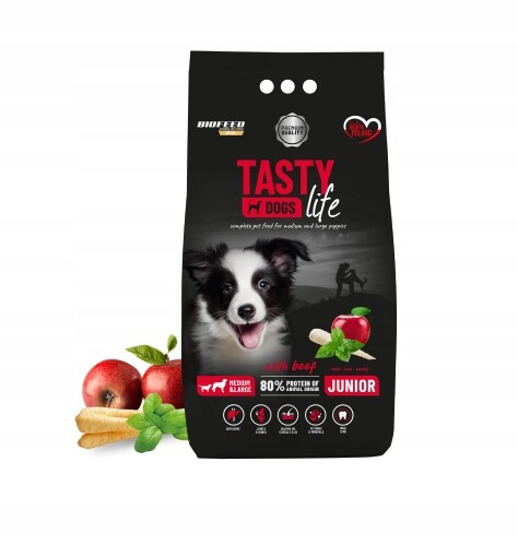 Tasty Dogs Life Junior Suché krmivo pro štěňata s malým hovězím masem 12 kg