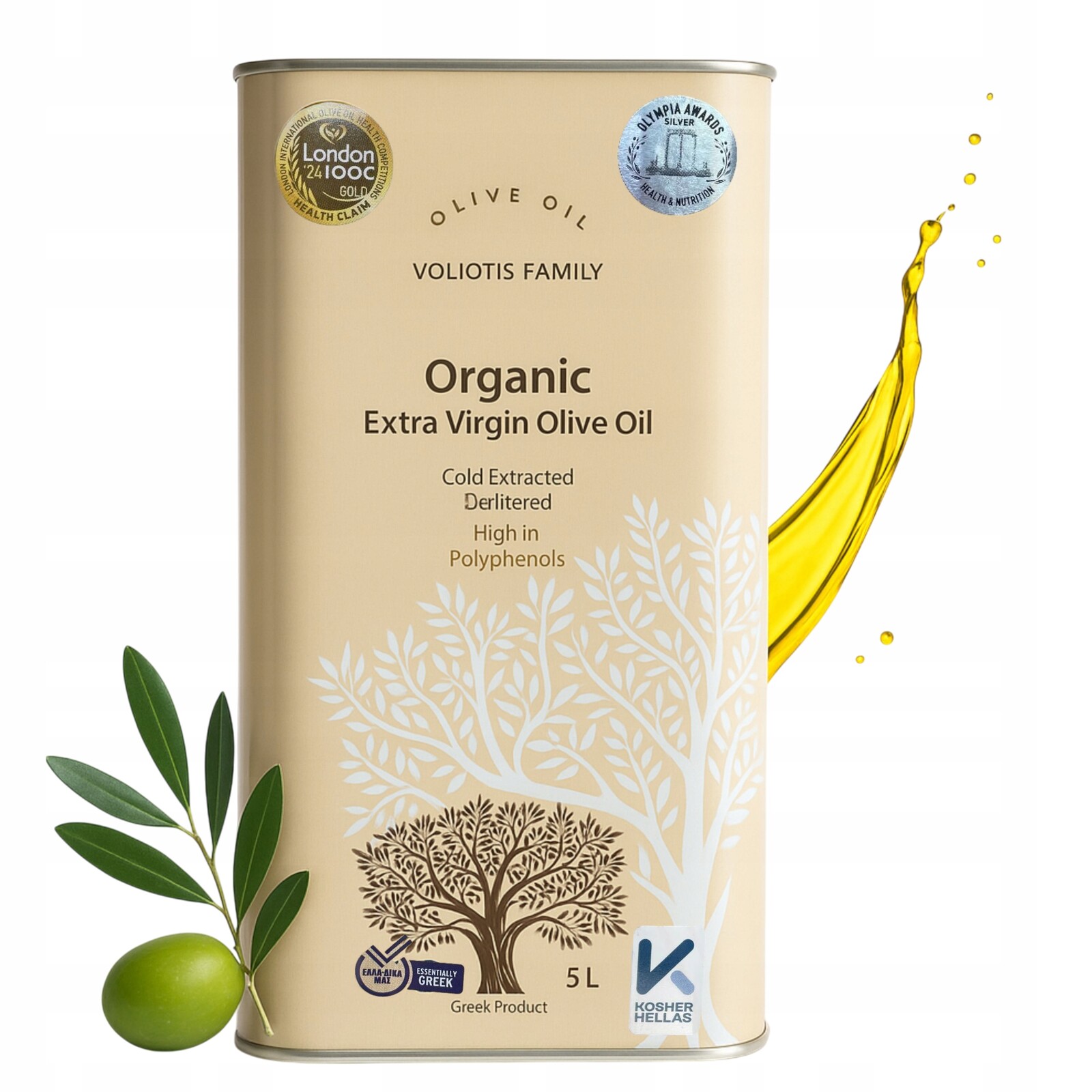 Olivový Olej 5 L Extra Panenský Organický Řecký Nefiltrovaný 0,32%, Bio