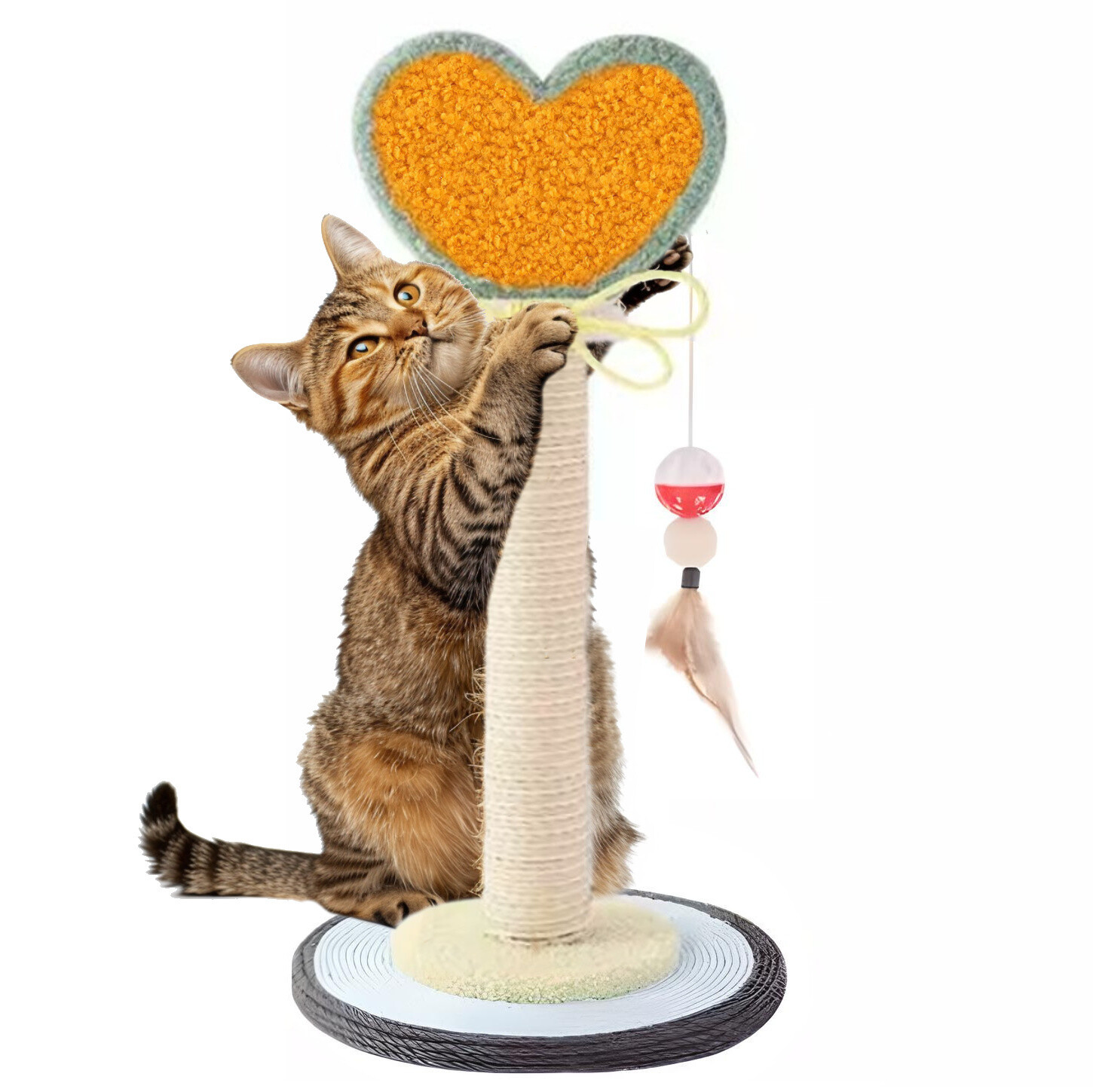 Srdce Roztomilé sisalové škrabadlo pro kočky s míčkem 52 cm