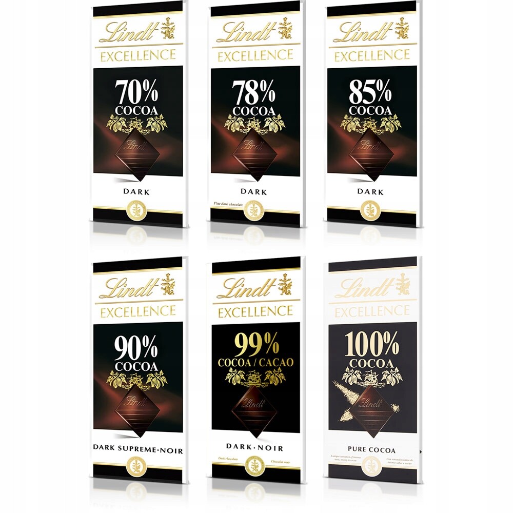 Sada čokolád Lindt Excellence x6 tmavá čokoláda, hořké kakao