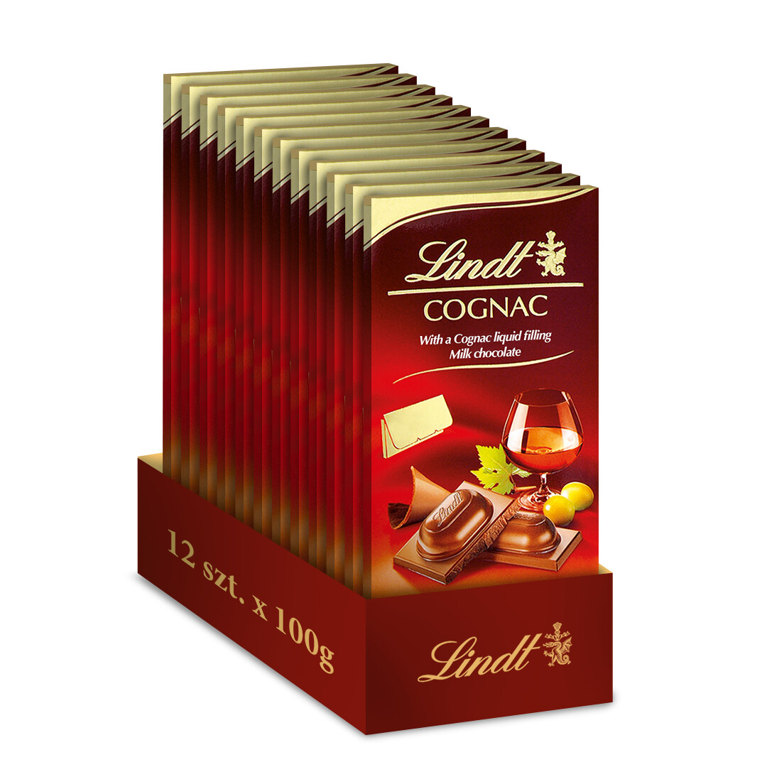 Lindt sada čokolád s koňakem 12 x 100 g
