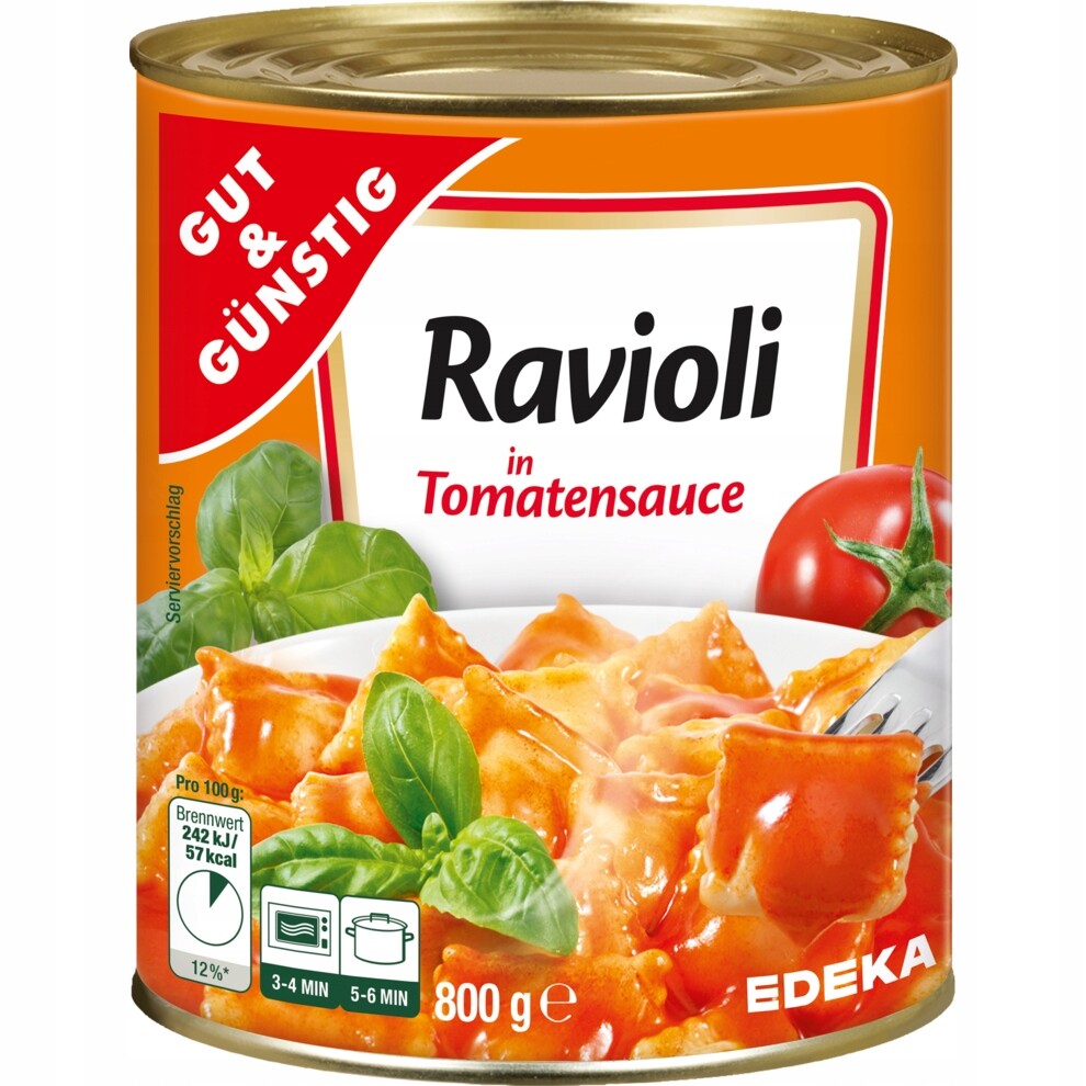 Ravioli Gut&Gunstig 800 g Ravioli v rajčatové omáčce s masem