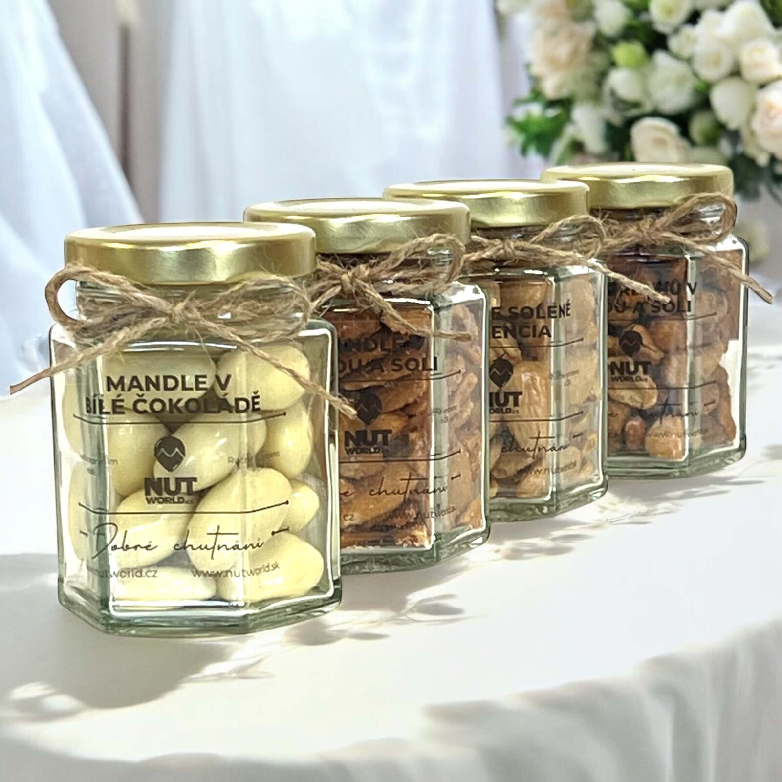 Nutworld.cz Svatební mandličky ve skle 60g - na míru