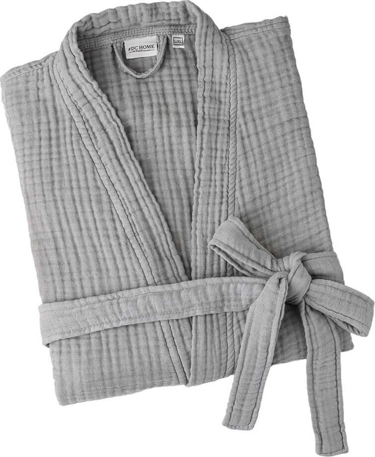 Šedý mušelínový župan velikost S/M Kimono – Foutastic