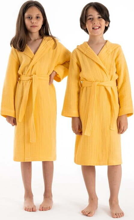 Žlutý mušelínový dětský župan velikost 7-8 let Muslin – Foutastic