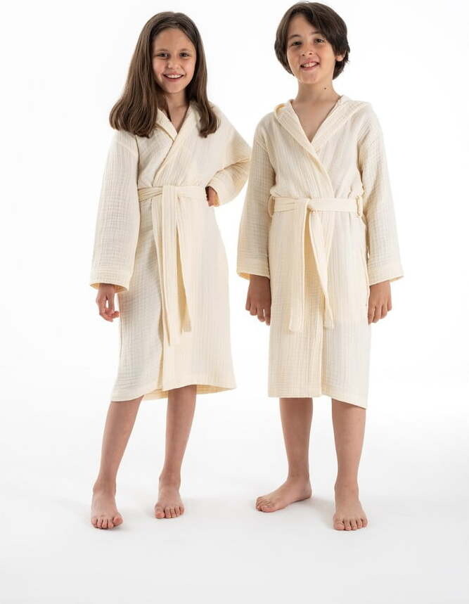 Krémový mušelínový dětský župan velikost 5-6 let Muslin – Foutastic