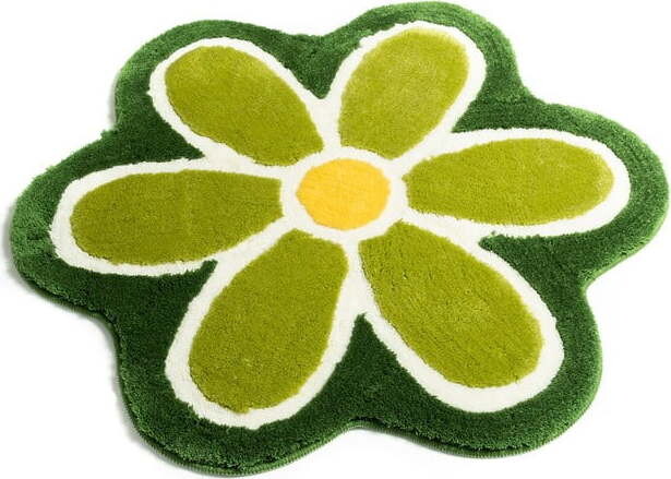 Zelená koupelnová předložka ø 90 cm Flower – Foutastic