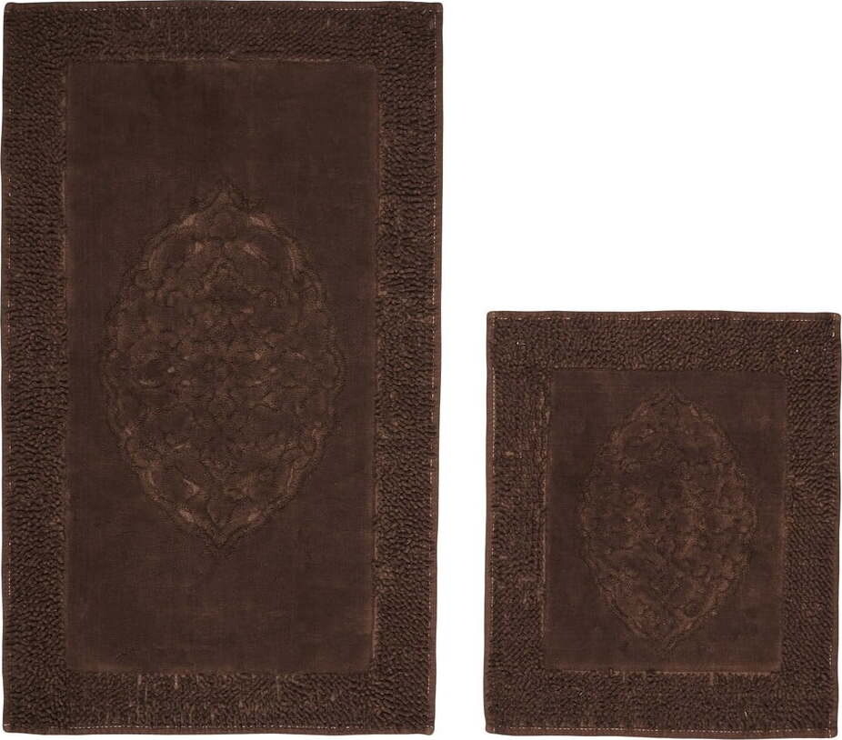 Tmavě hnědé koupelnové předložky v sadě 2 ks 60x100 cm – Foutastic