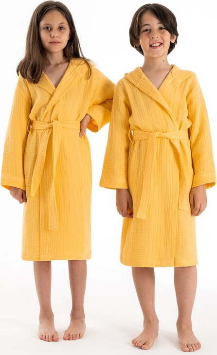 Žlutý mušelínový dětský župan velikost 5-6 let Muslin – Foutastic