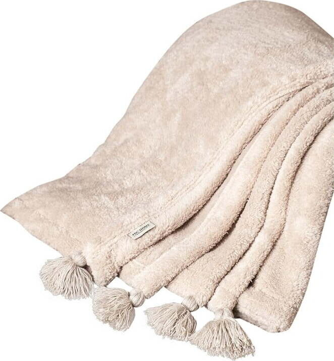 Světle hnědý přehoz z mikroplyše 200x220 cm Puffy – Mijolnir