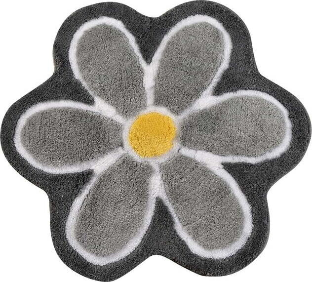 Šedá koupelnová předložka ø 90 cm Flower – Foutastic
