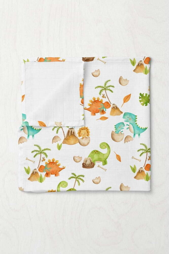 Bílá mušelínová dětská deka 75x100 cm T-rex – Mijolnir