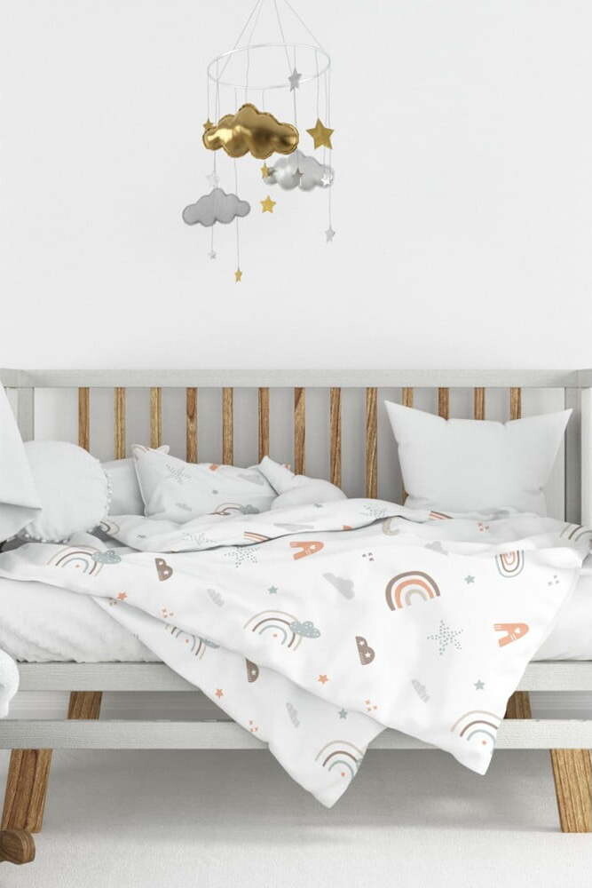 Bílé dětské povlečení do postýlky z bavlny Renforcé 100x150 cm Abc – Mijolnir