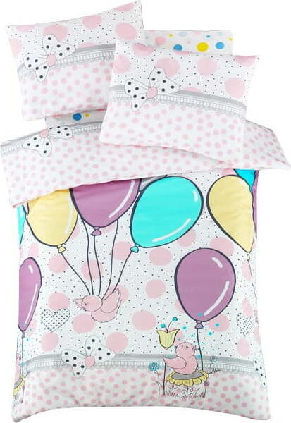 Dětské povlečení do postýlky z bavlny Renforcé s prostěradlem/4dílné 100x150 cm Balloons – Mijolnir