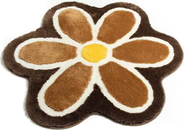 Hnědá koupelnová předložka ø 90 cm Flower – Foutastic