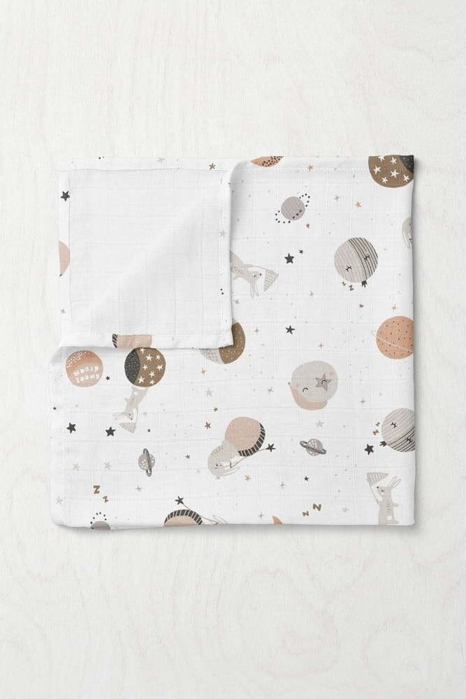 Bílá mušelínová dětská deka 75x100 cm Spacebit – Mijolnir