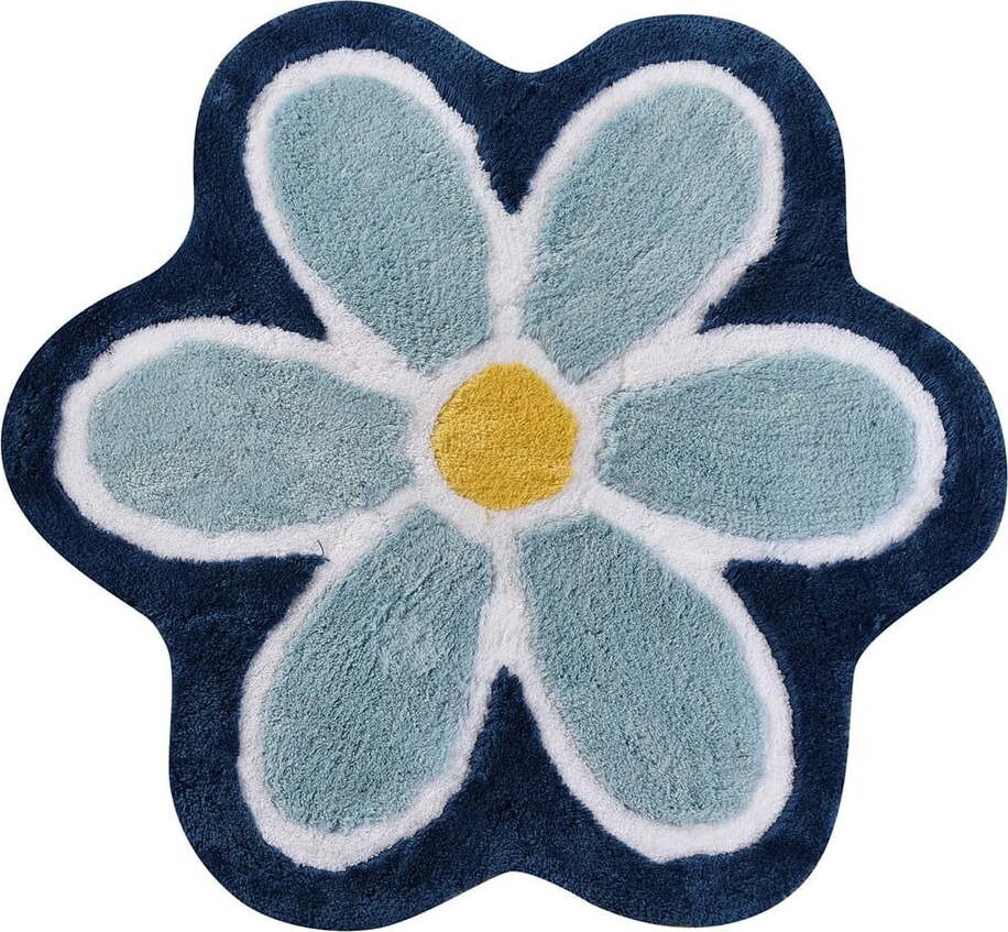 Modrá koupelnová předložka ø 90 cm Flower – Foutastic