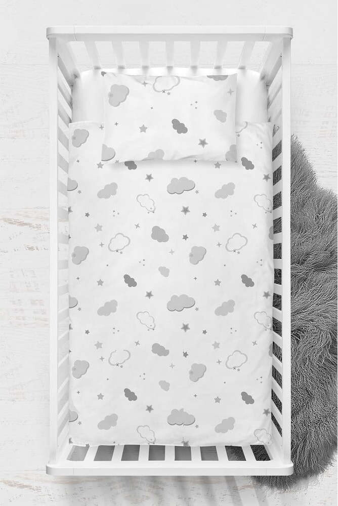 Bílé dětské povlečení do postýlky z bavlny Renforcé 100x150 cm Bulut – Mijolnir