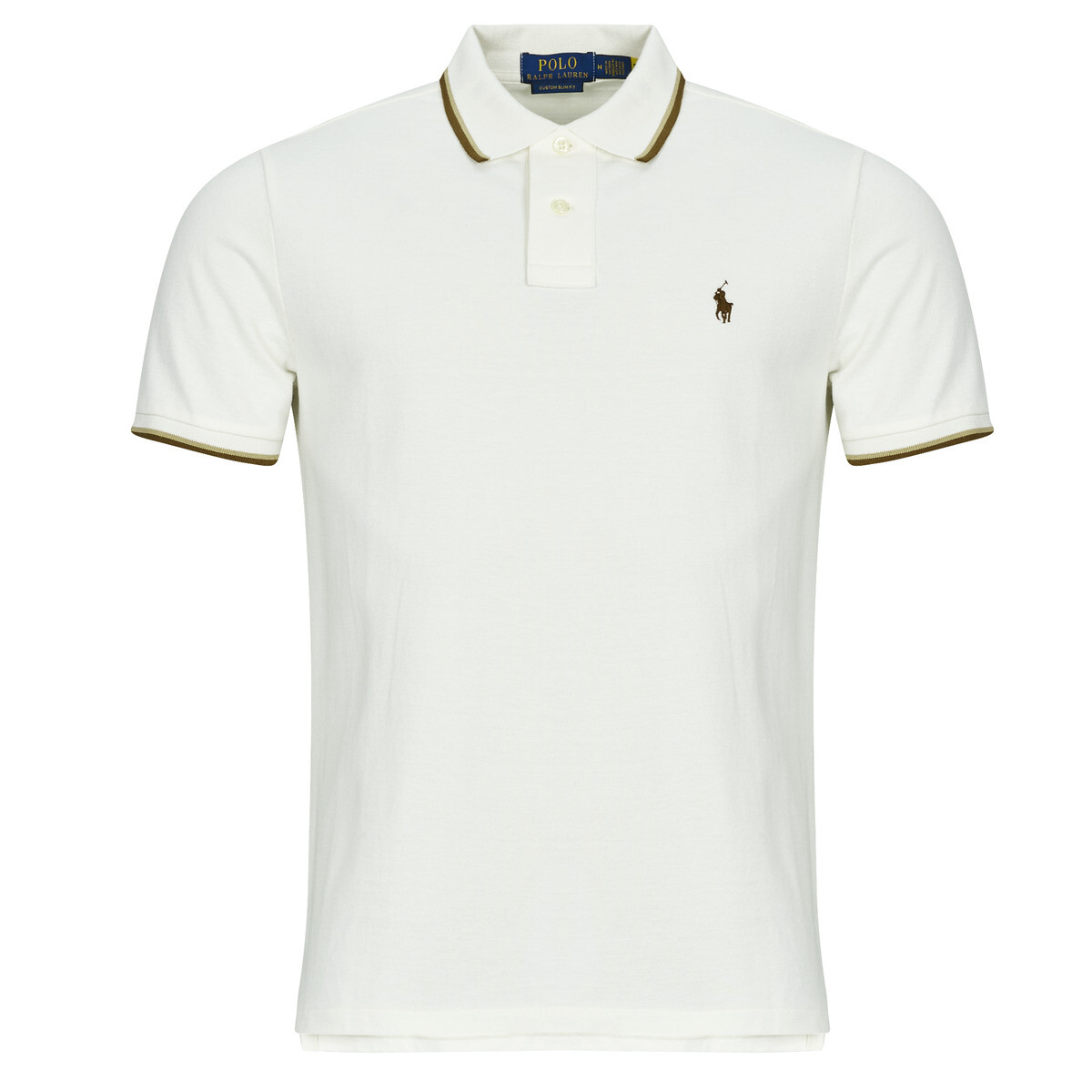 Polo Ralph Lauren  POLO COUPE DROITE EN COTON BASIC MESH COL FANTAISIE  Bílá