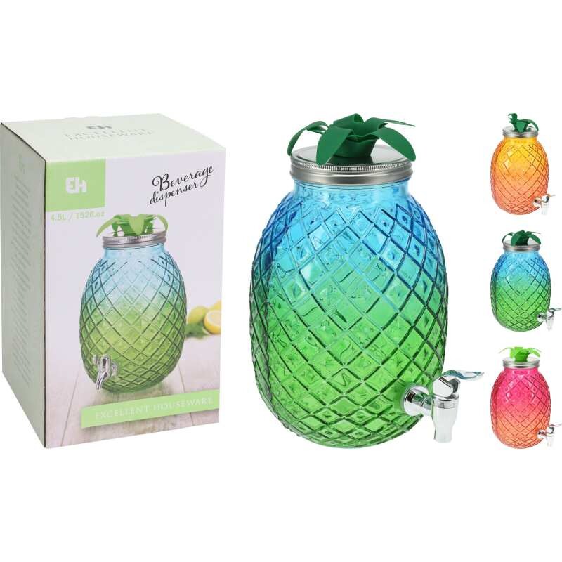 EXCELLENT Dávkovač nápojů skleněný 4,5 l fialová / oranžová KO-CD4100050fior