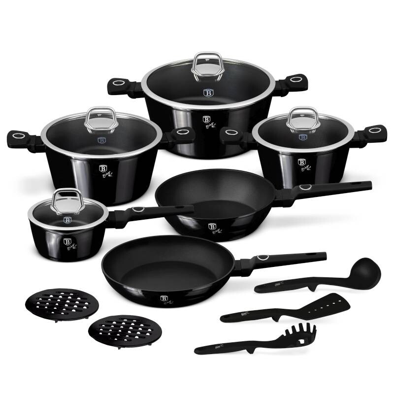 BERLINGERHAUS Sada nádobí s titanovým povrchem 15 ks Black Vantage Collection BH-8232