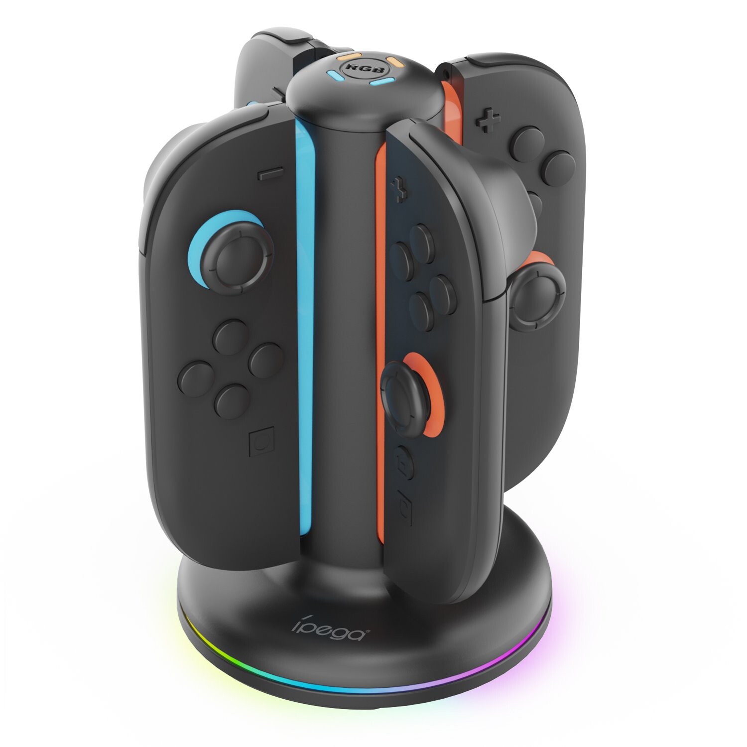 iPega SW2052 Nabíjecí Stanice s RGB pro JoyCon Ovladače Nintendo Switch 2 černá