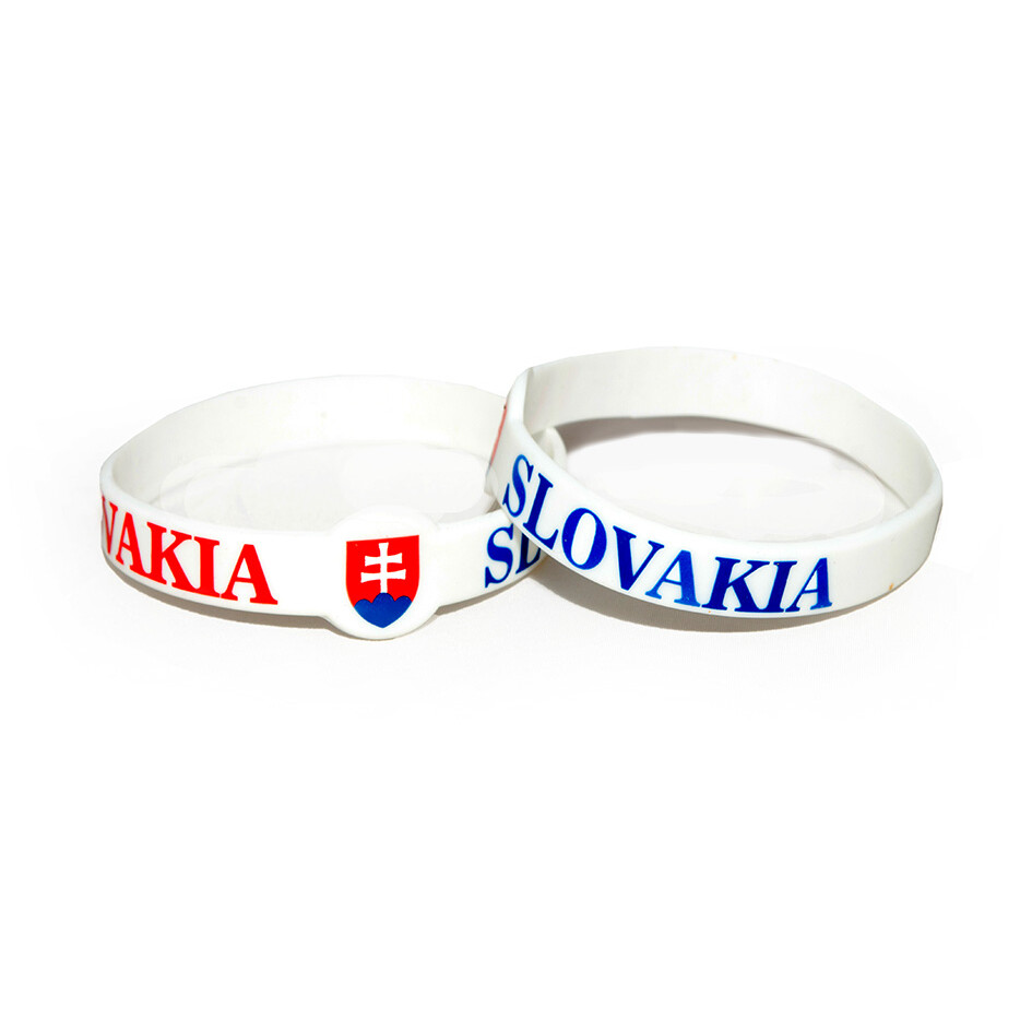 Náramek silikonový Slovakia - bílý