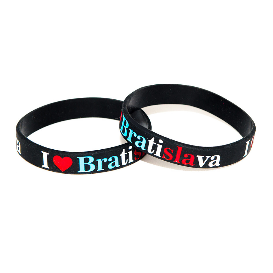 Náramek silikonový I Love Bratislava - černý