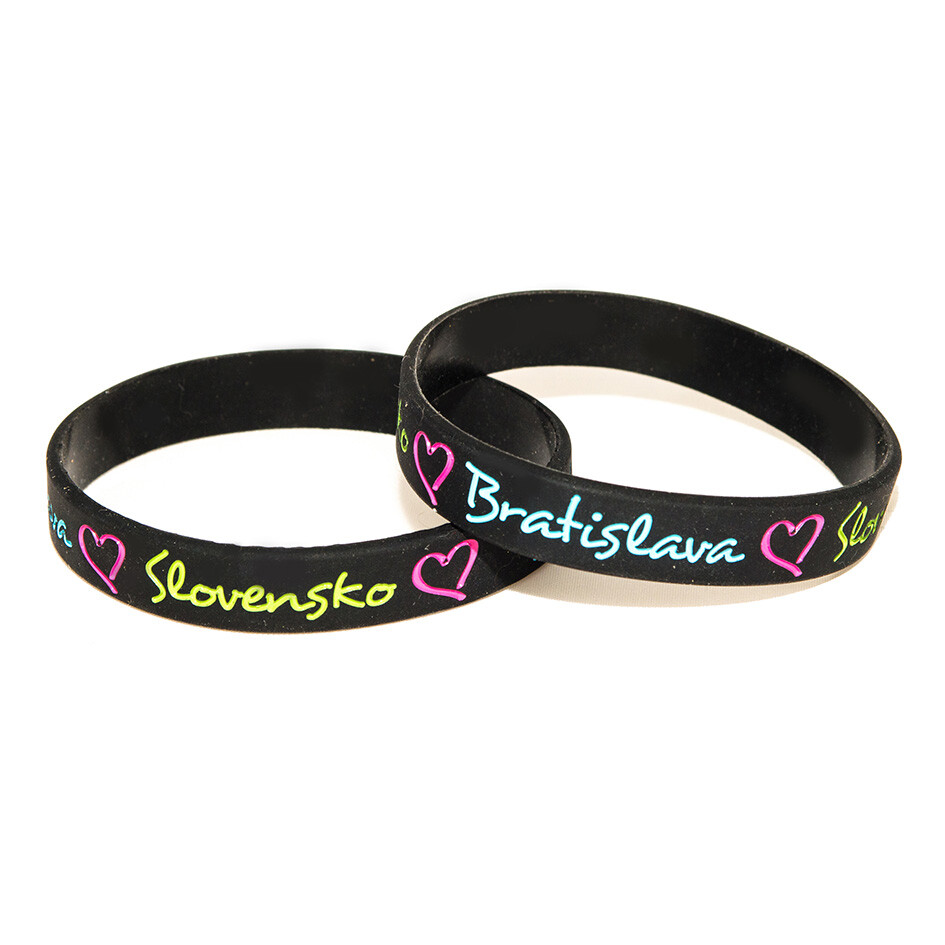 Náramek silikonový Love Bratislava Slovensko - černý