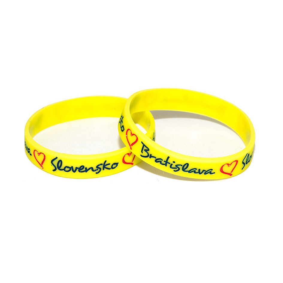 Náramek silikonový Love Bratislava Slovensko - žlutý