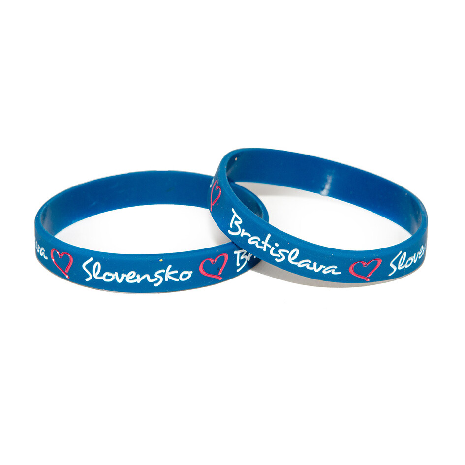 Náramek silikonový Love Bratislava Slovensko - modrý