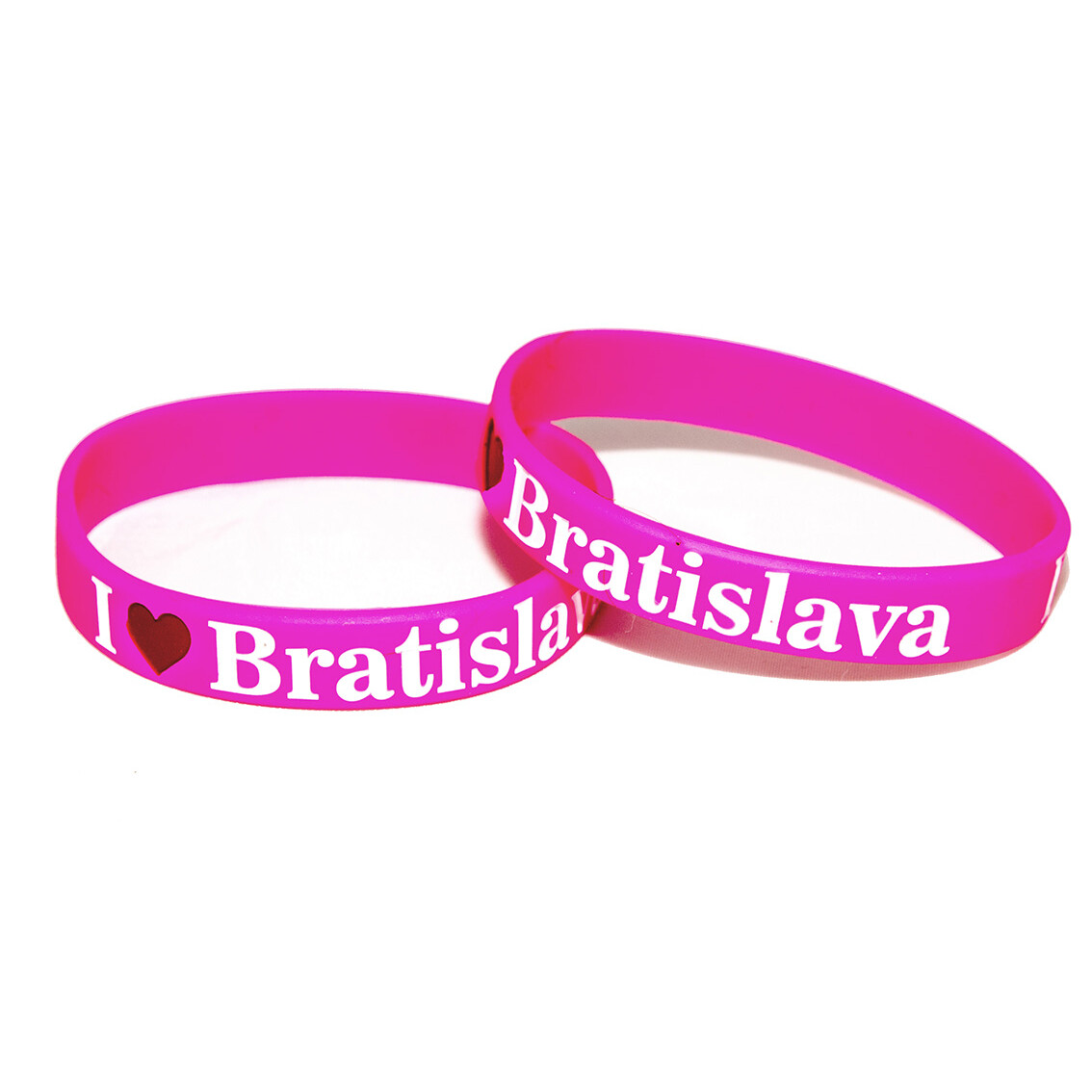 Náramek silikonový I Love Bratislava - růžový